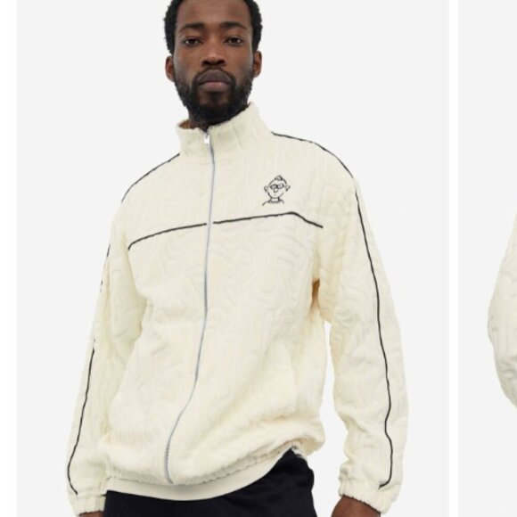 H&M x Keith Haring Relaxed Fit Cream Terry Track Jacket Full Zip Size L - Picture 1 of 11